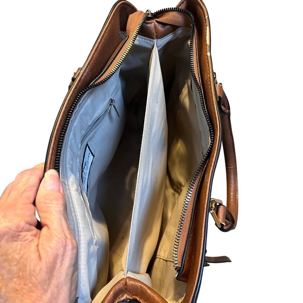 Mathew & Julian Brown Handbag. Outside and Inside Zip Pockets. 2 Flaws as shown - Picture 6 of 9